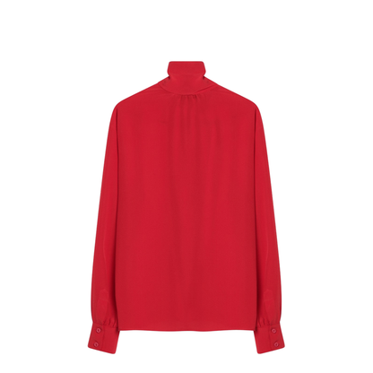 Red Silk Blouse with Scarf