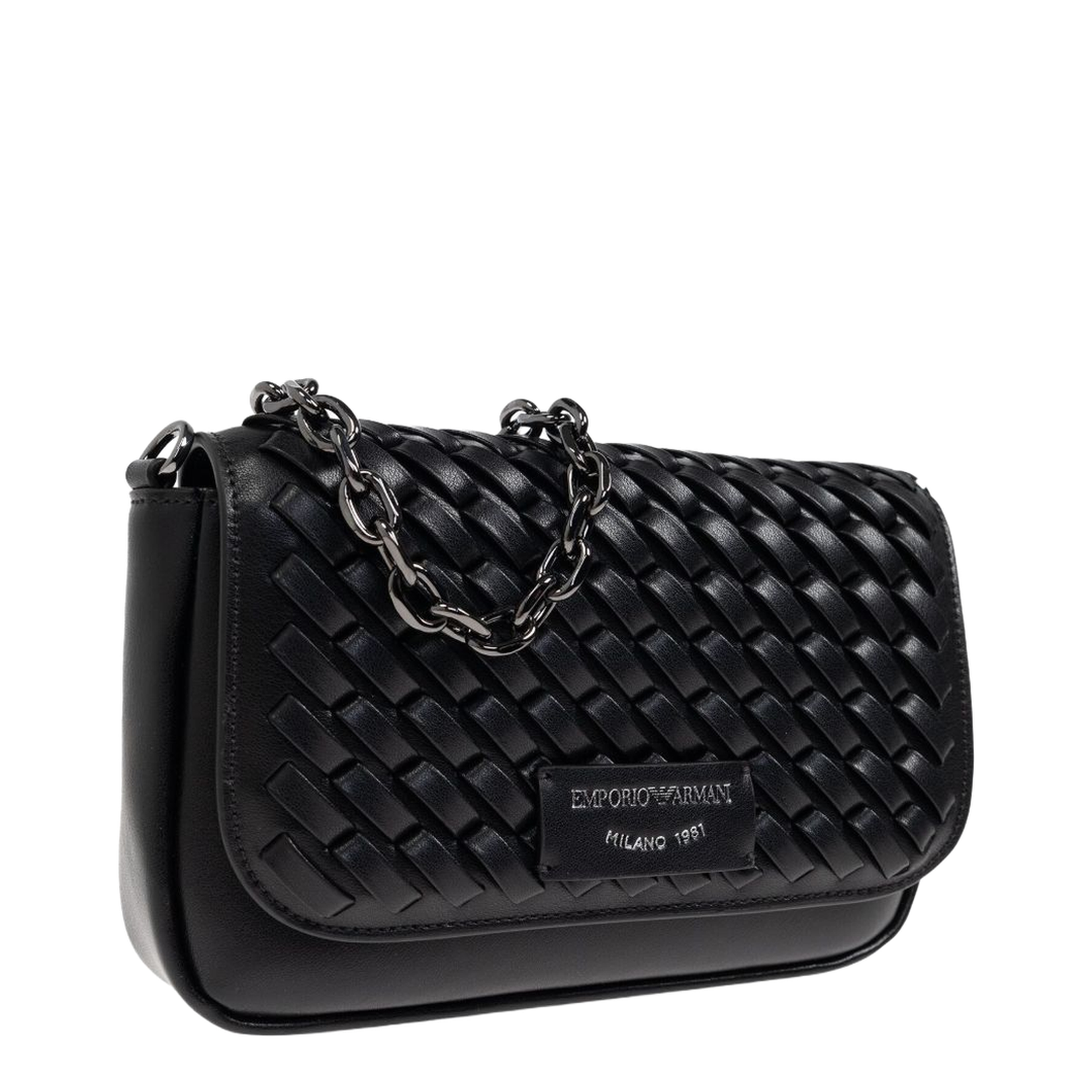 Mini Bag in Interwoven Leather with Chain Shoulder Strap