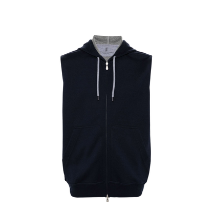 Sleeveless Sweatshirt With Zipper And Hood