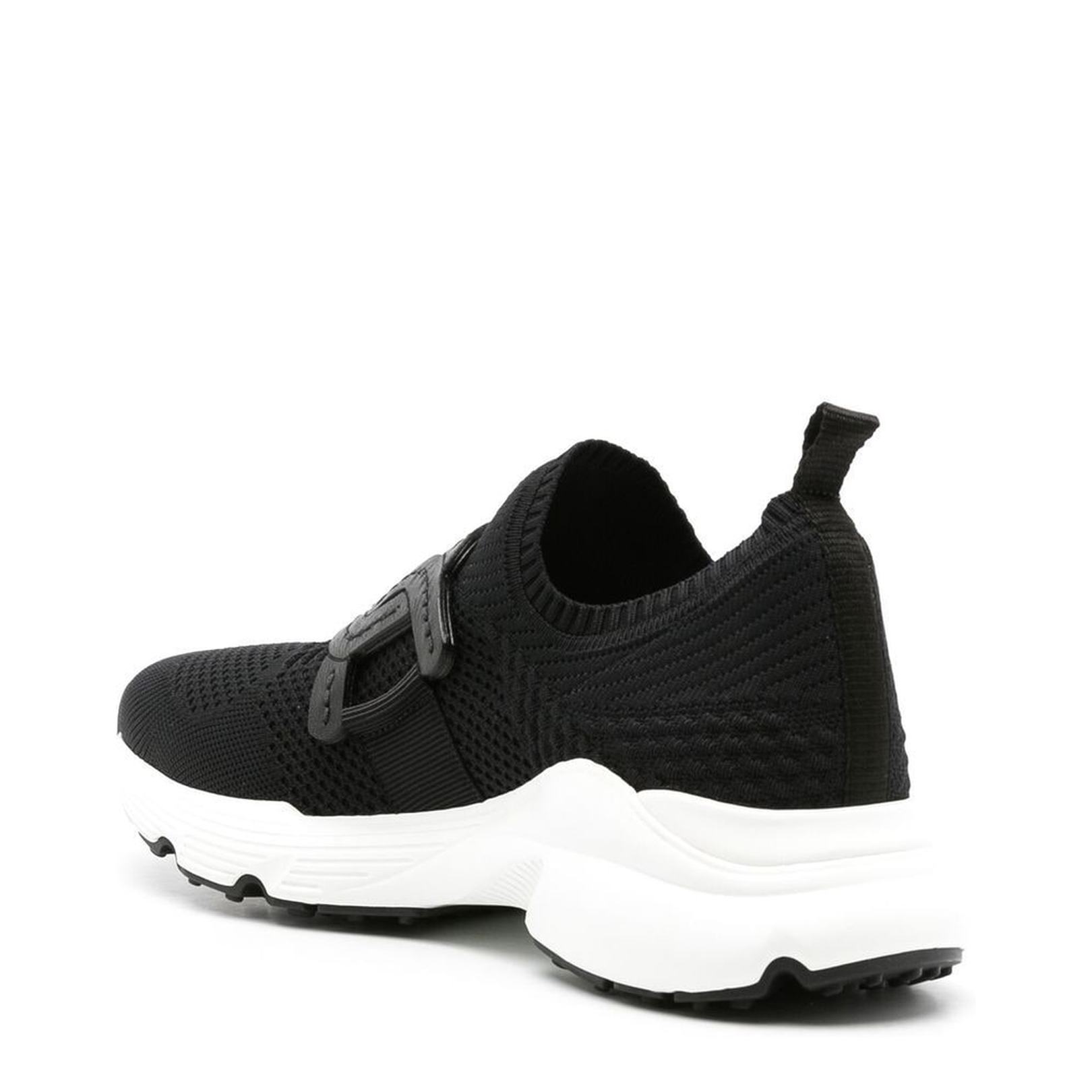 Black Fabric Chain-Link Detailing Sock-Style Ankle Shoes