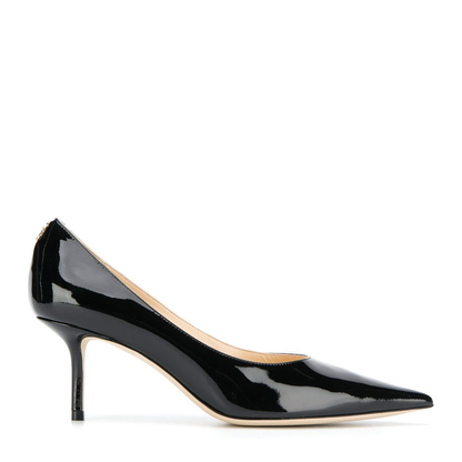 Black Suede Pointed Pumps with Emblem