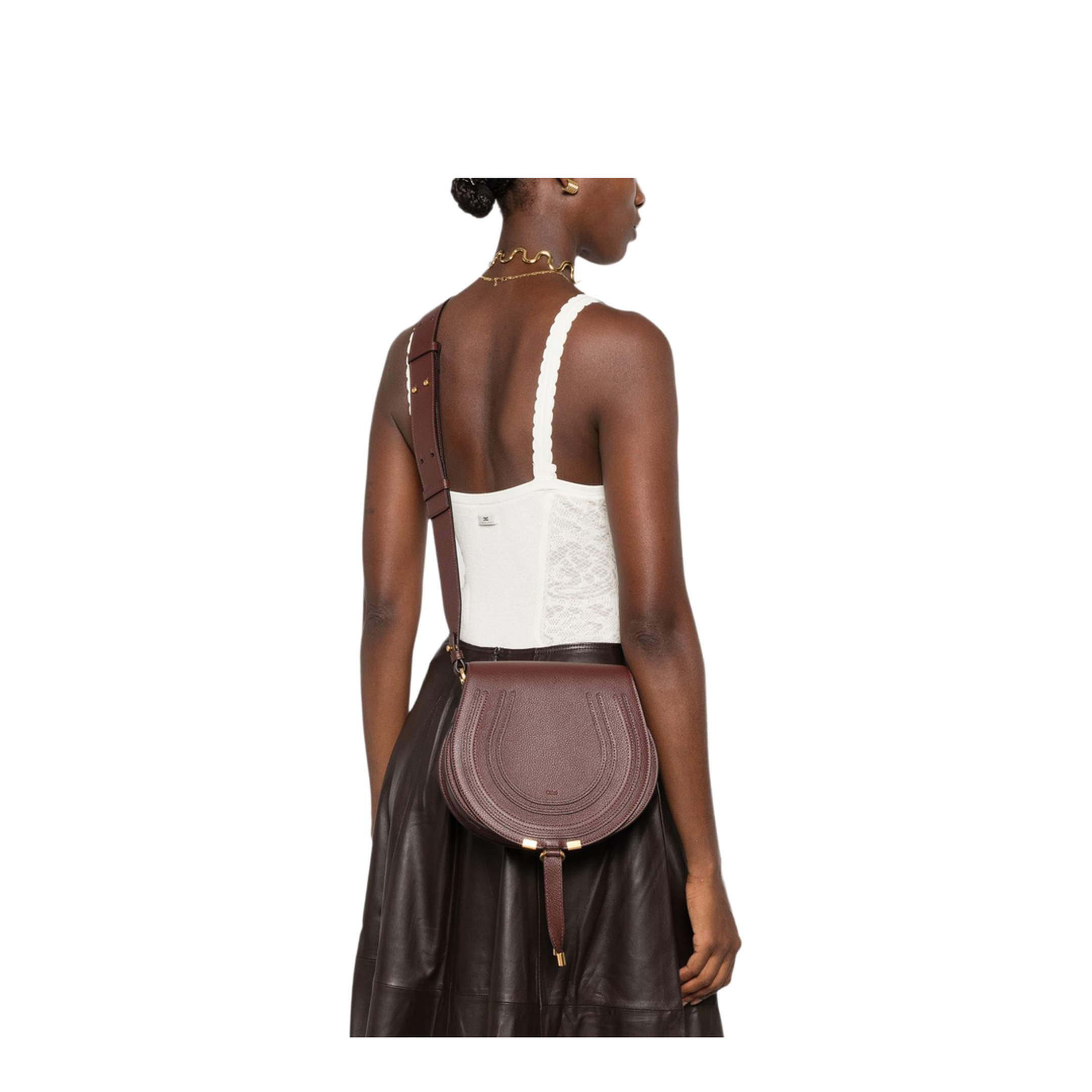MAYFEYR - Chloè - Marcie Saddle Bag In Grained Leather - CHC24AS679I3127M