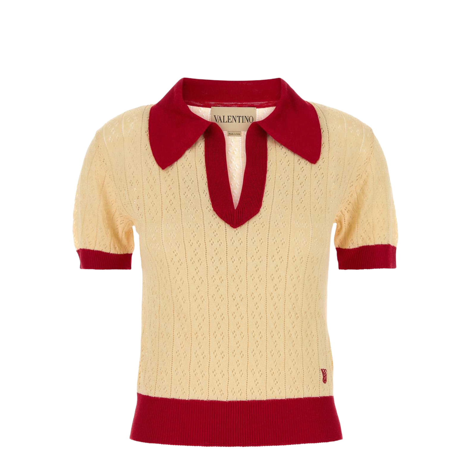 Two-tone linen blend polo shirt