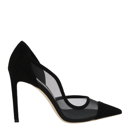 Brigitte 100 Pumps in Black Suede and Mesh