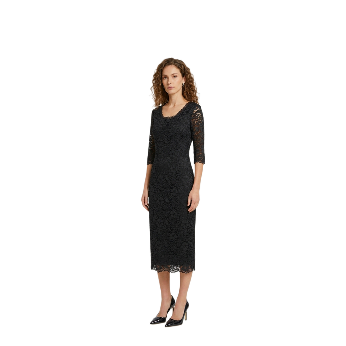 MAYFEYR - SUTTON NEW YORK - Black Lace Midi Sheath Dress - 4315B12652NERO