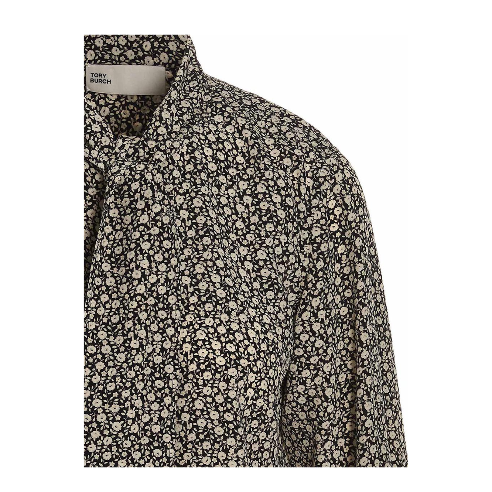Floral Silk Shirt with Bow Collar