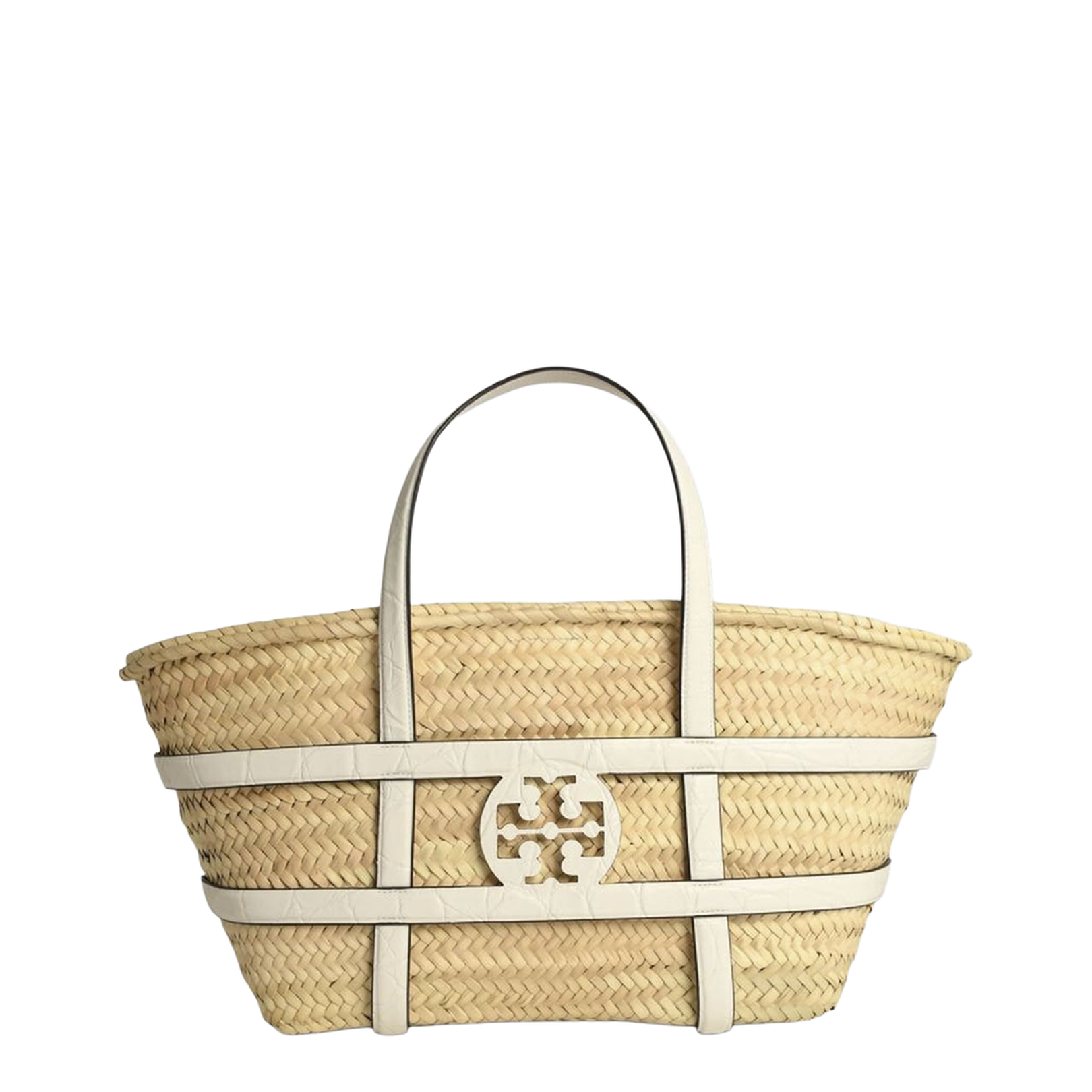 Ella White Basket Straw Shopping Bag