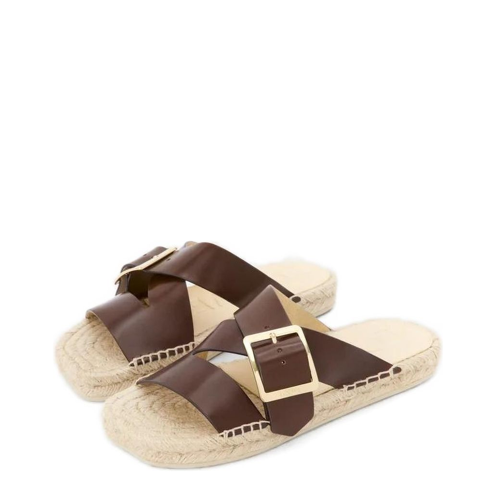 Petal Espadrille Slide in Vegetable-Tanned Calfskin Brown