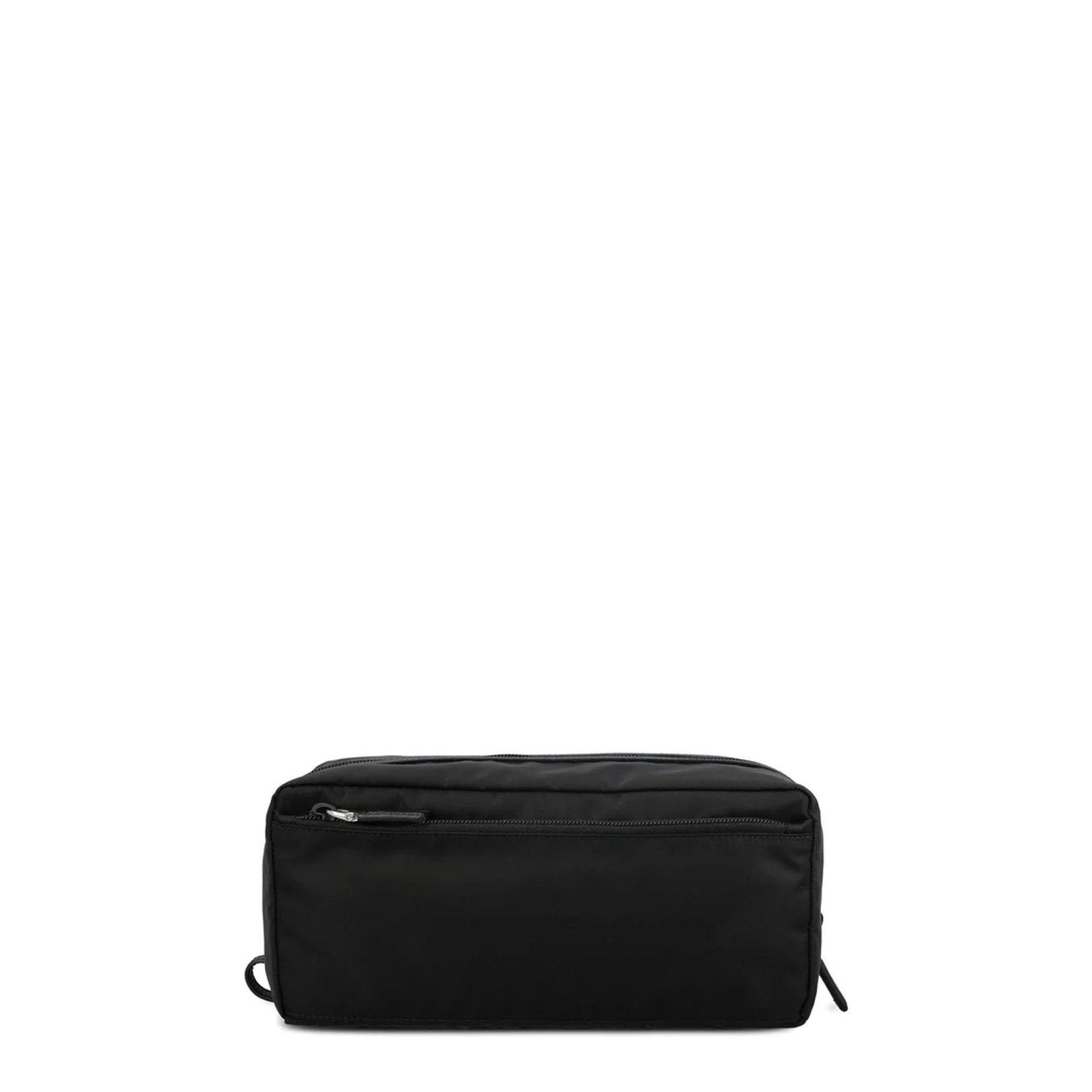 Black Re-Nylon and Saffiano Leather Travel Pouch