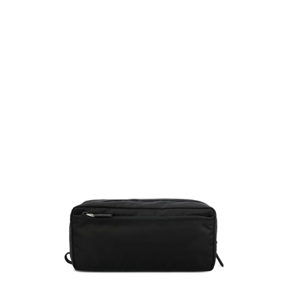 Black Re-Nylon and Saffiano Leather Travel Pouch