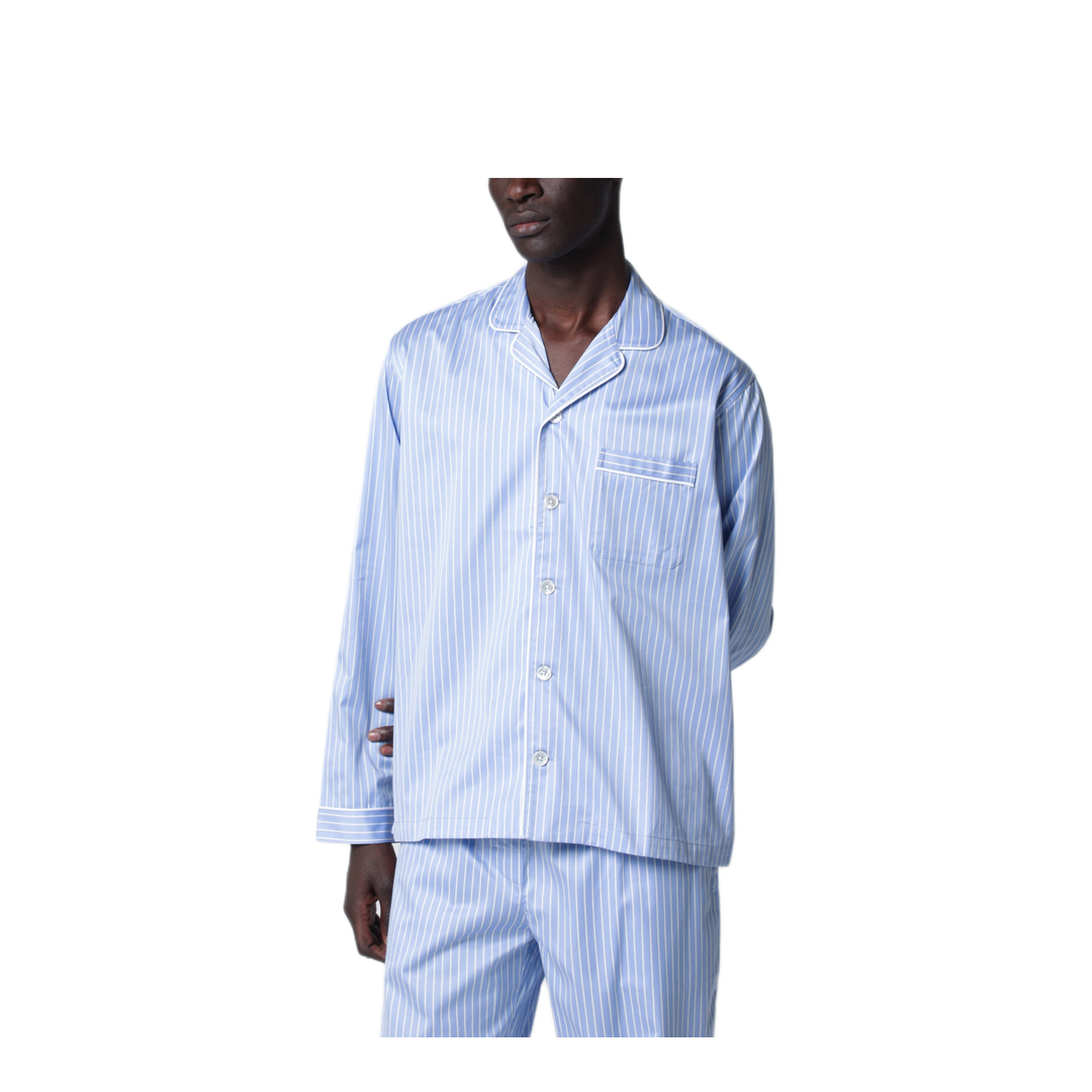 MAYFEYR - Tekla - Light Blue Pajama Shirt With White Stripes - ST-SHIRT-LS-407COPS