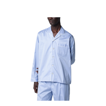 MAYFEYR - Tekla - Light Blue Pajama Shirt With White Stripes - ST-SHIRT-LS-407COPS