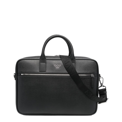 ASV Regenerated Saffiano Leather Business Bag - Black