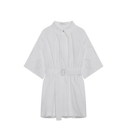 Mini Chemisier Dress in White Poplin