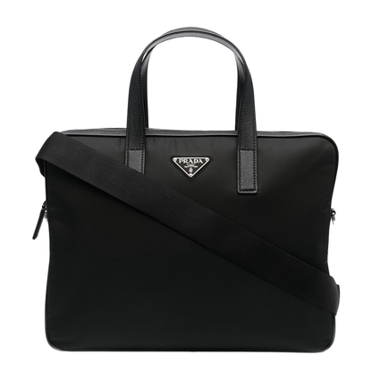 Re-Nylon Leather-Trimmed Briefcase