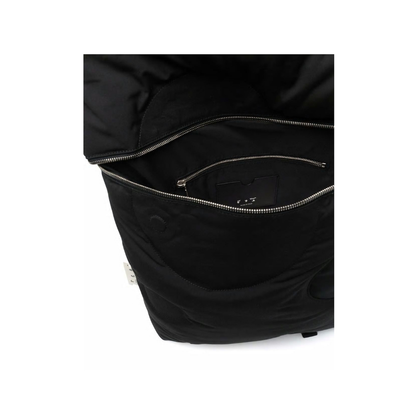 Polyester Side Logo Suture Detail Zipper Pocket Black Backpack