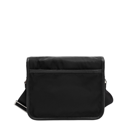 Black Re-Nylon and Saffiano Leather Shoulder Bag
