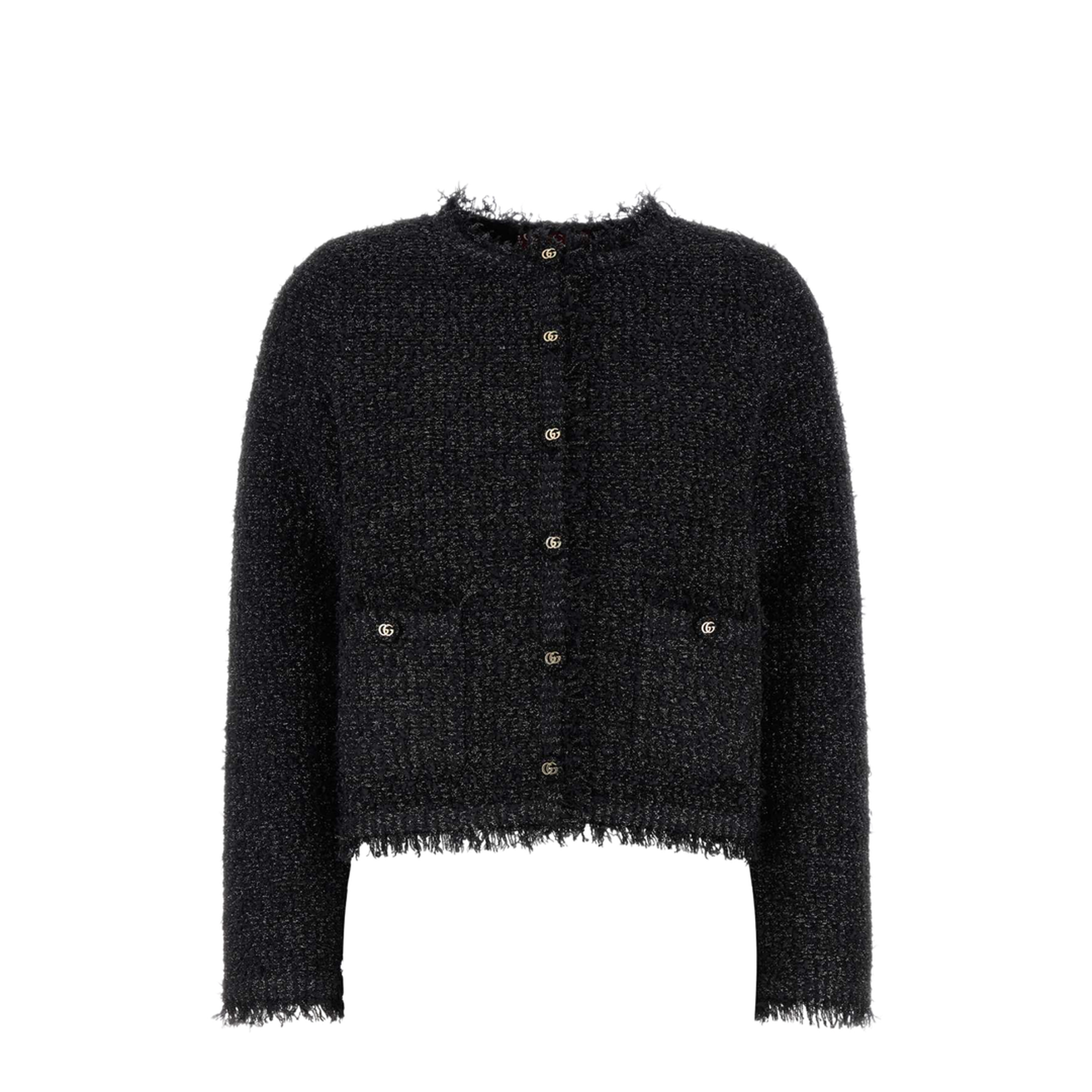 Lamé Woven Cardigan in Black