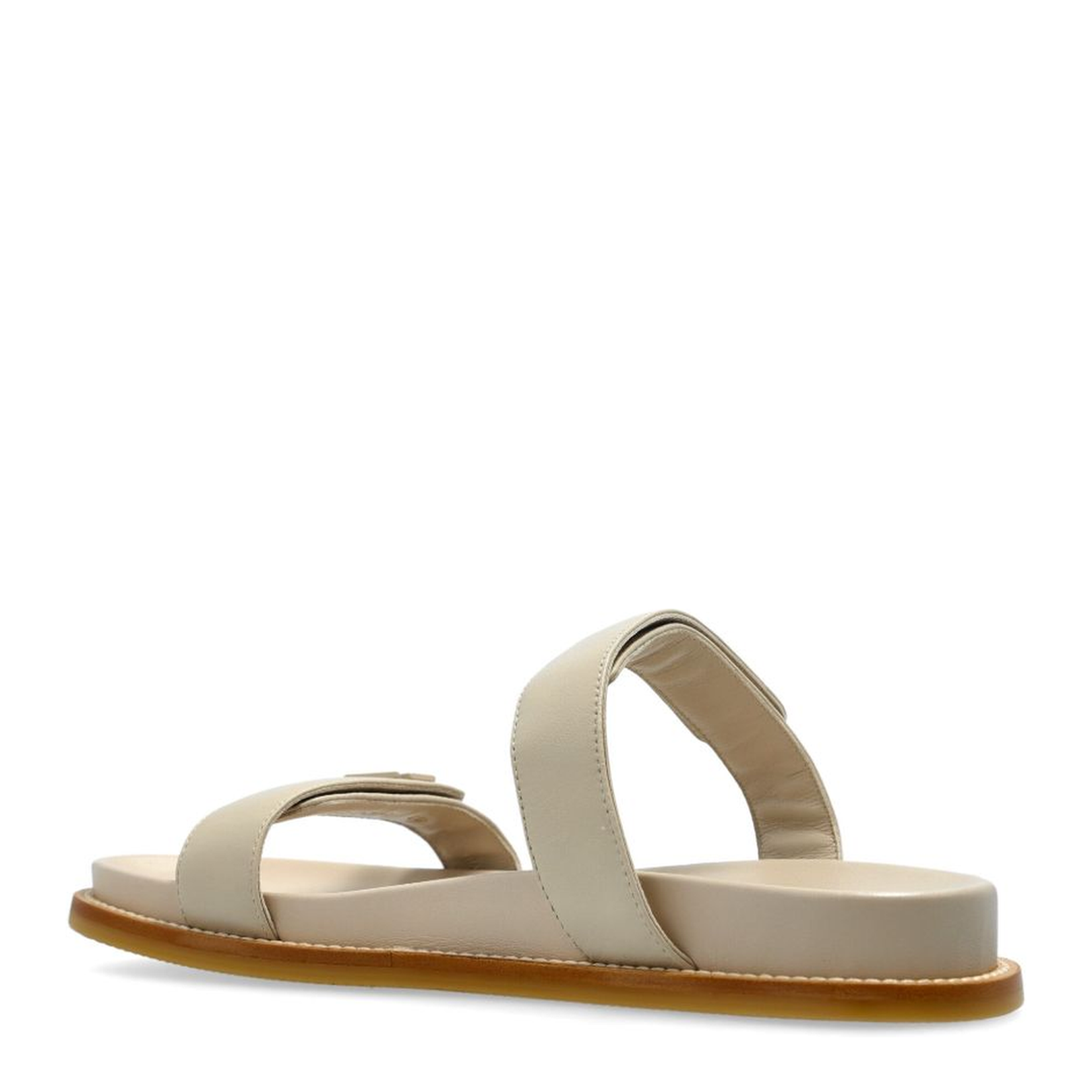 Leather Flat Sandals - Beige