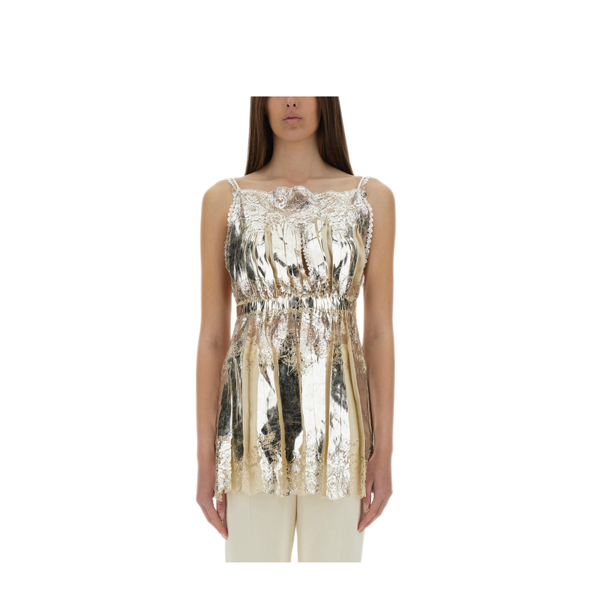 MAYFEYR - RABANNE - Laminated Pleated Satin Top - 25ECTO077PO0336P742