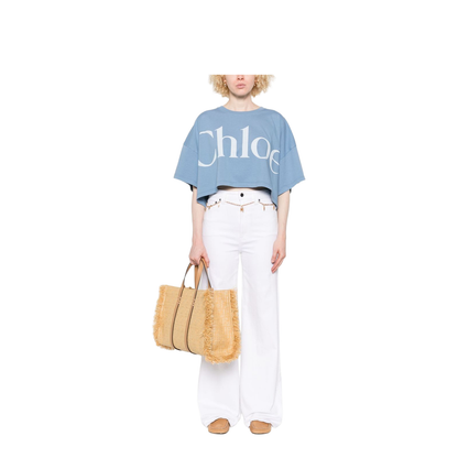 Cropped Boxy Logo T-Shirt in Cotton Jersey