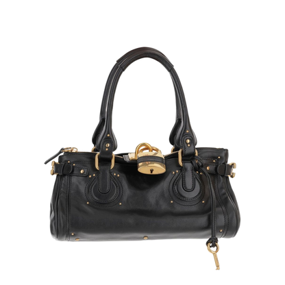 Paddington Grained Buffalo Leather Shoulder Bag - Black
