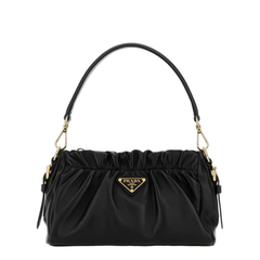 Gathered Nappa Shoulder Bag - Black