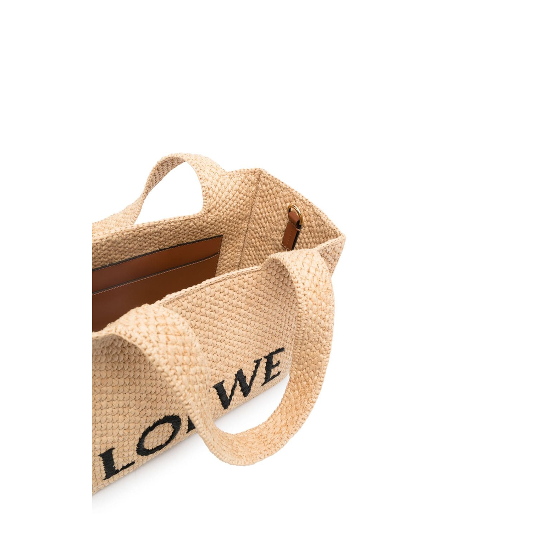 Medium Loewe Font Tote In Raffia
