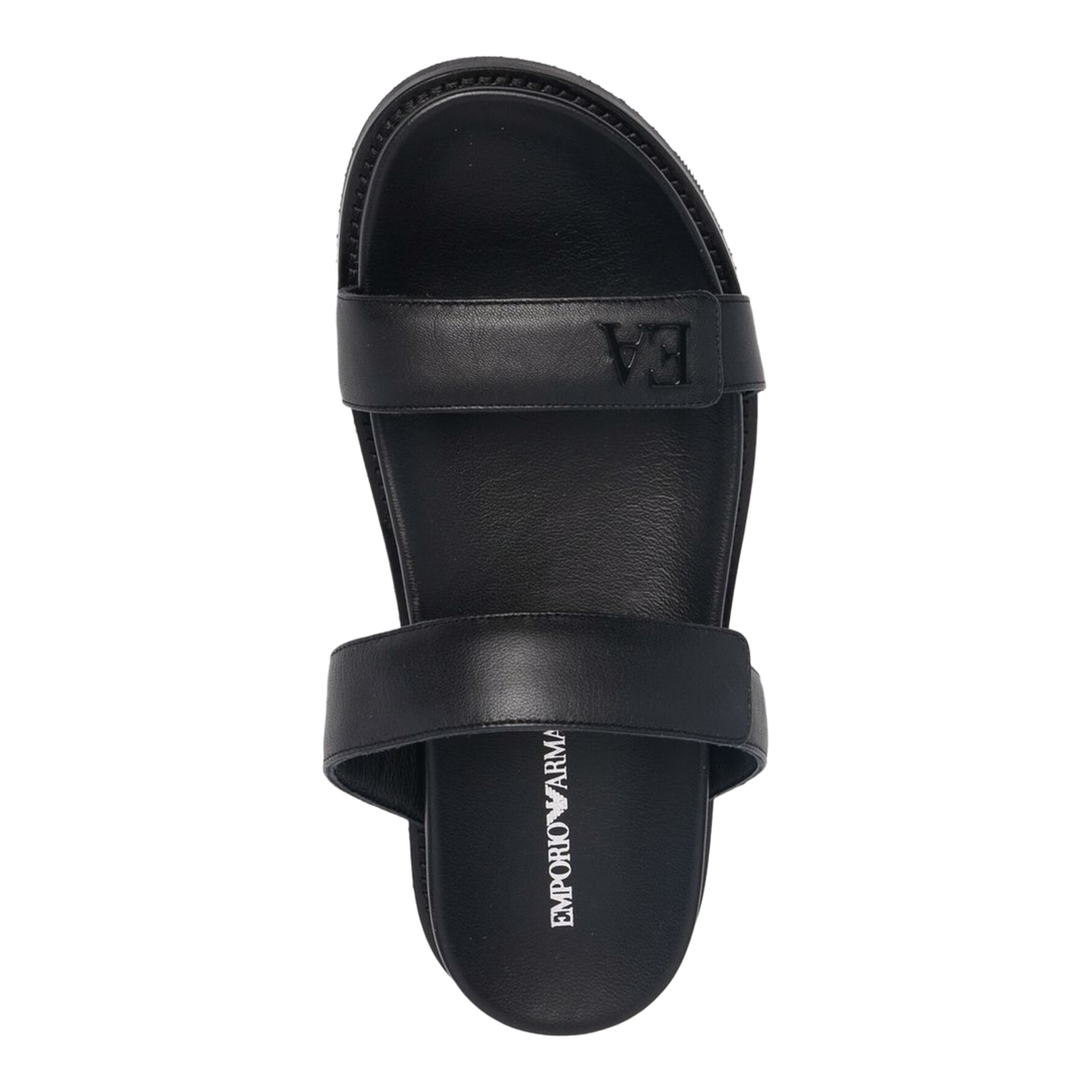 Black Leather Double-Strap Sandals