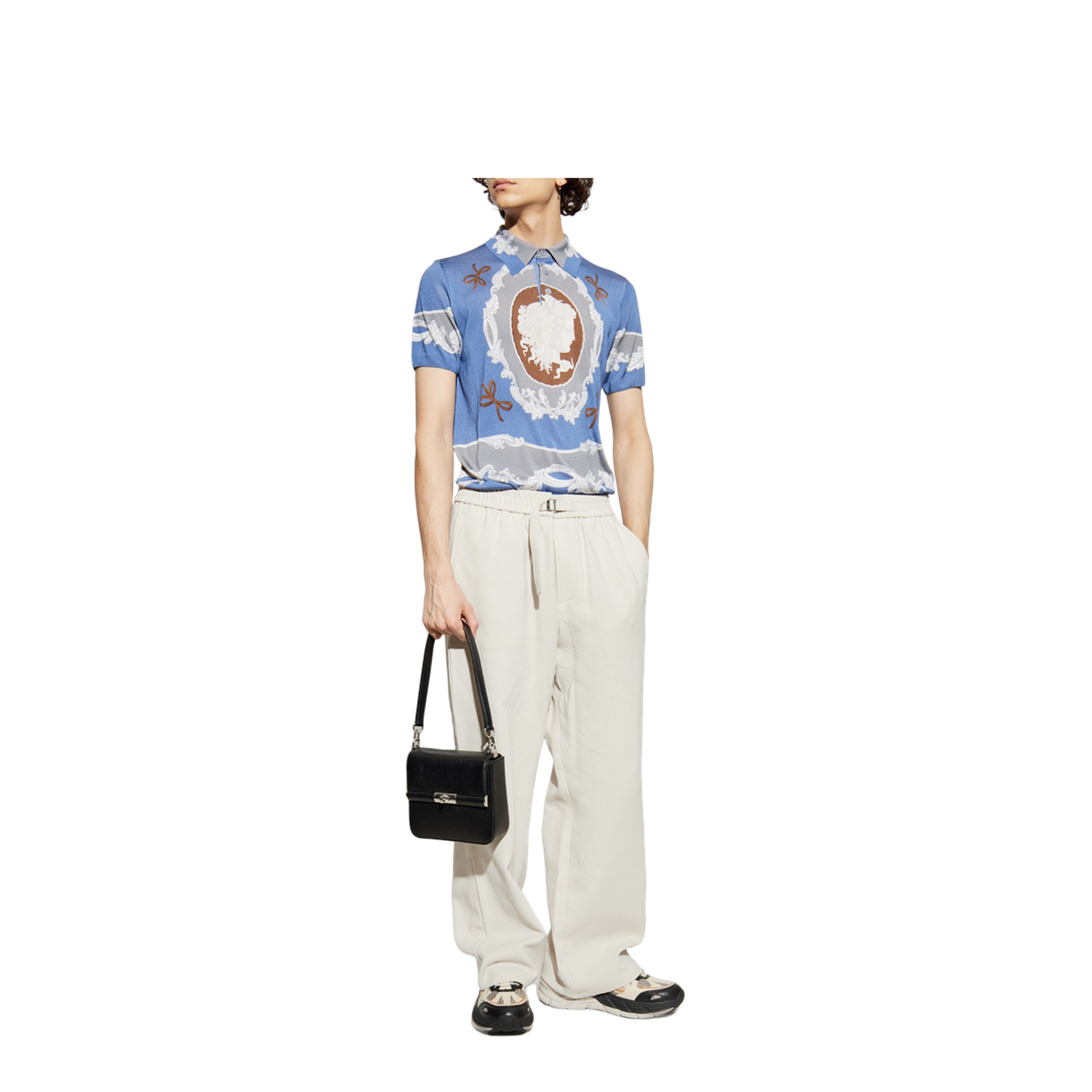 Polo with Medusa Cameo Print
