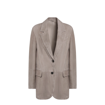 Light Brown Suede Single-Breasted Blazer