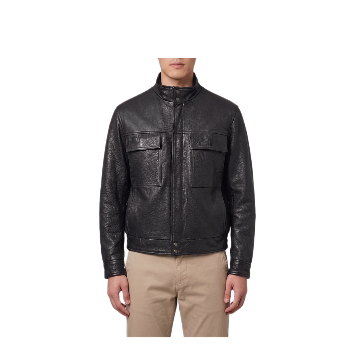 MAYFEYR - Salvatore Santoro - Black Hammered Leather Bomber Jacket - 51530BLACK