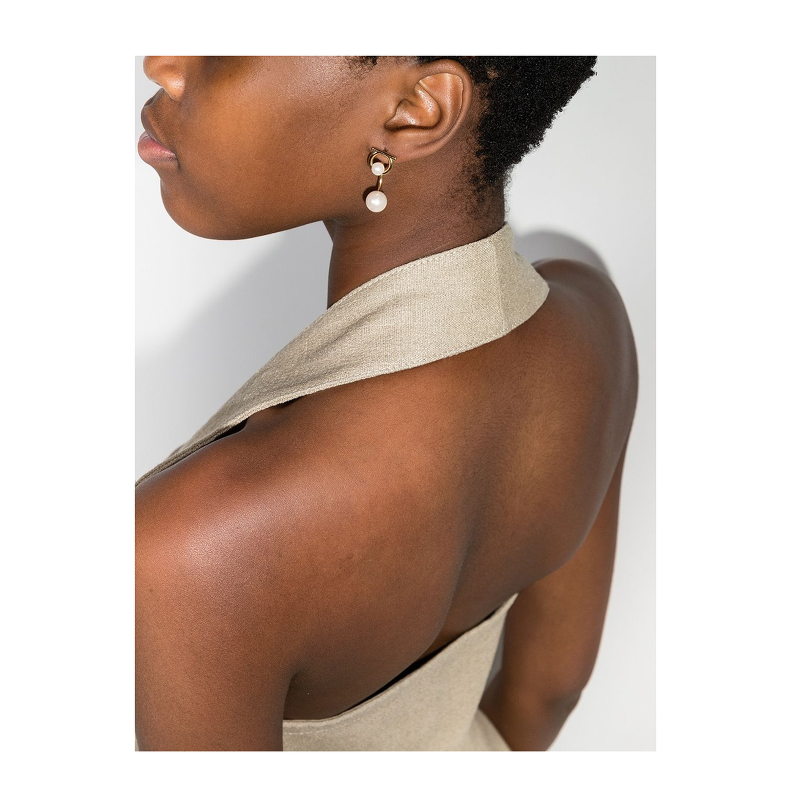 Gancini Earrings With Pearls In Silver