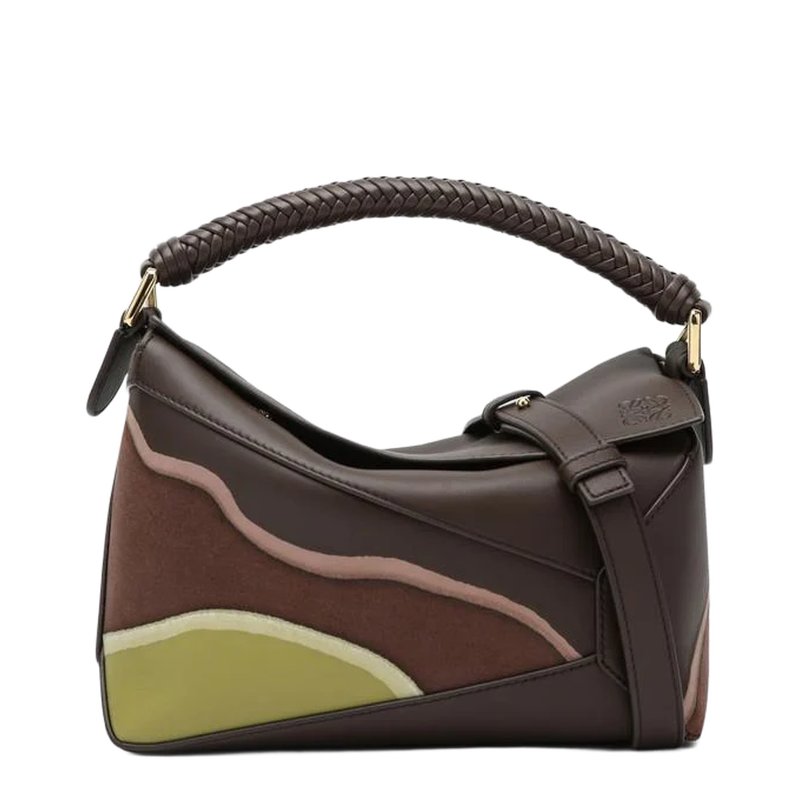 Puzzle Edge Small Bag Chocolate Light Moss