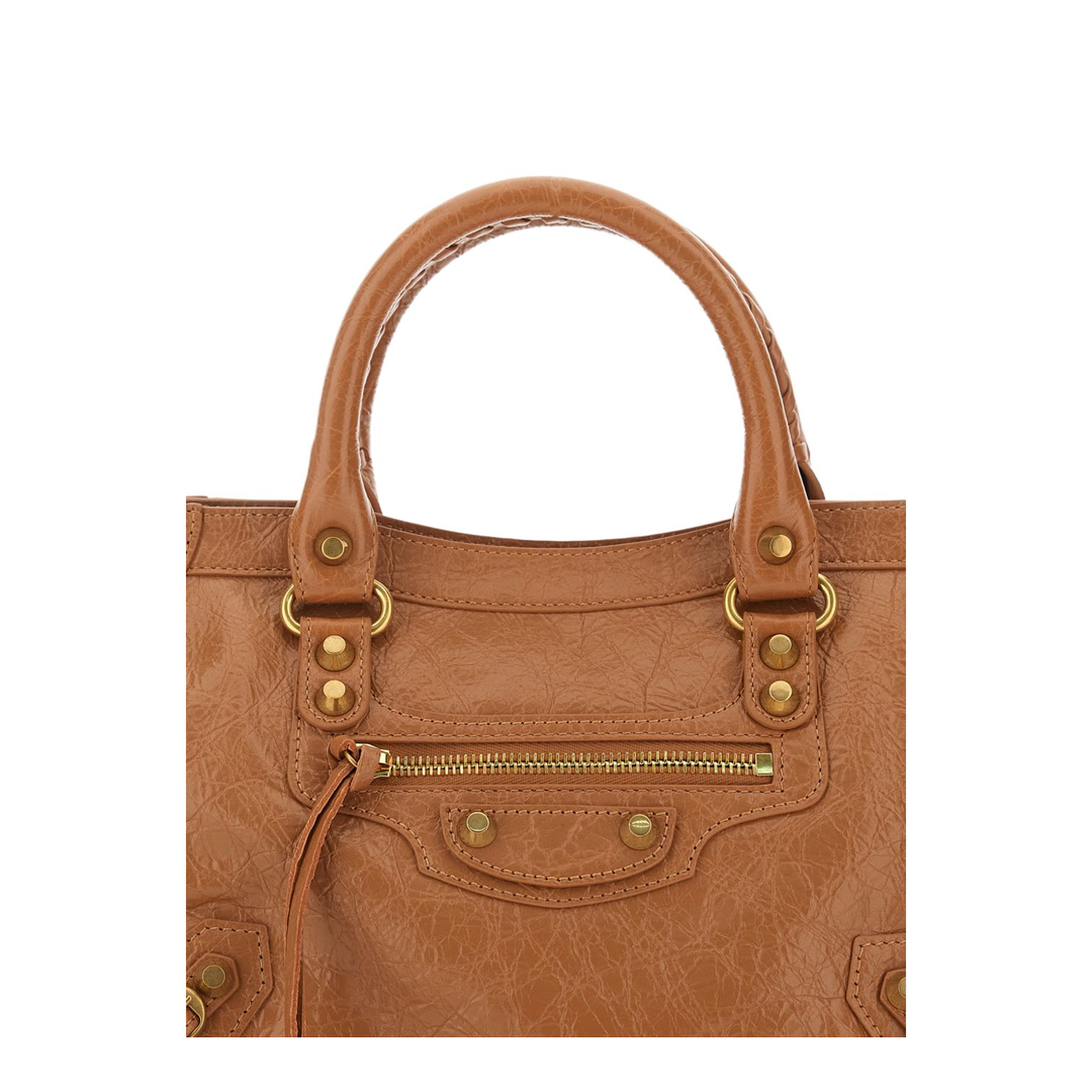Small Beige Antique Gold City Bag