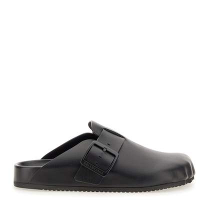 Balenciaga Black Sunday Clogs with Logo Strap