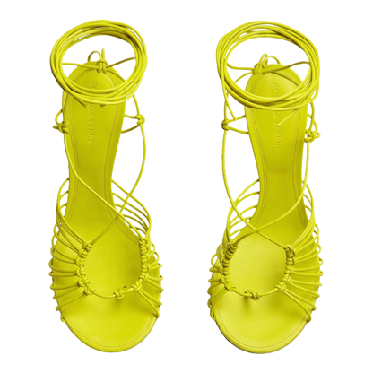 Acid Green Nappa Leather Dot Sandals