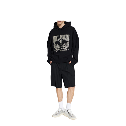 Crystal Embroidered Hoodie - Black