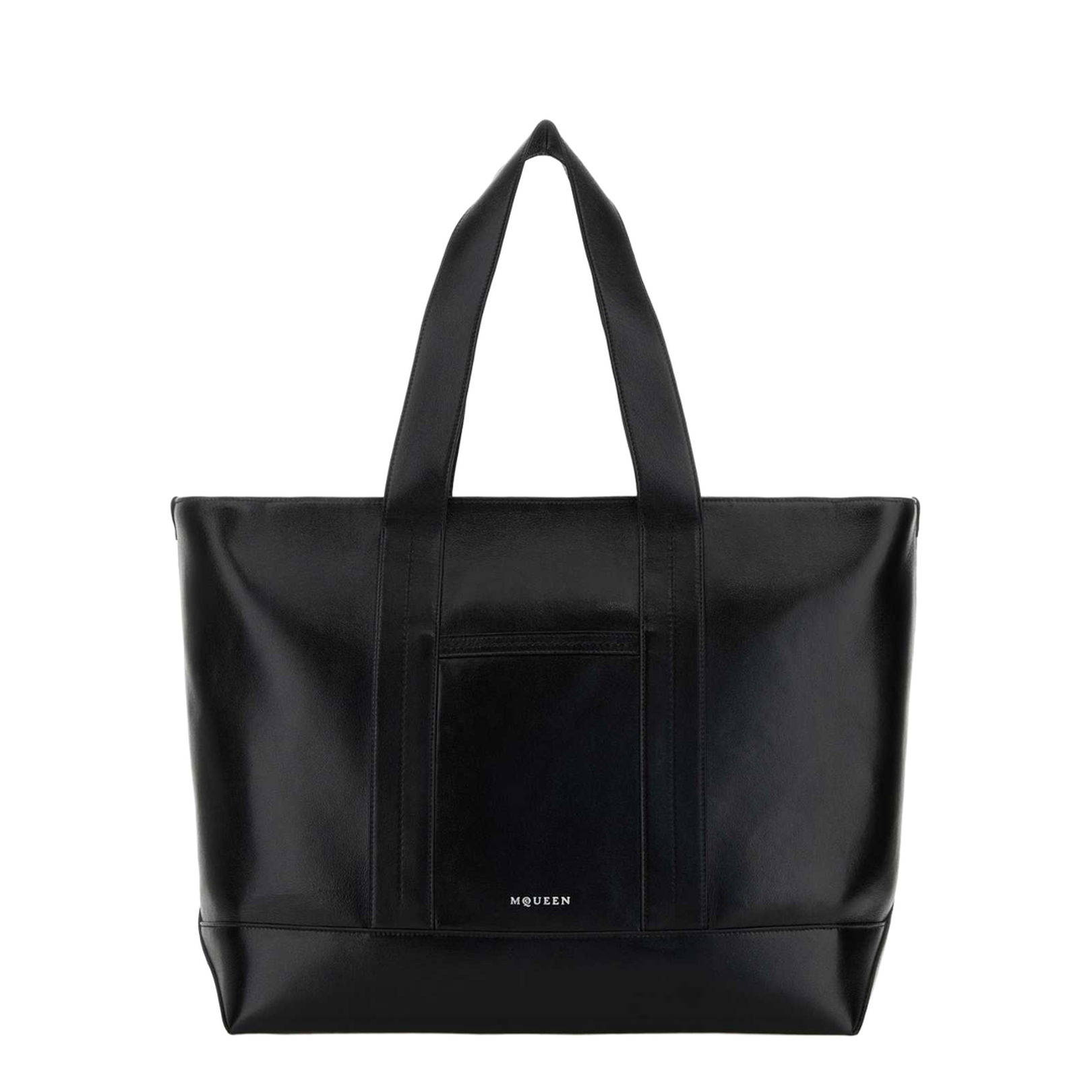 Black Leather Shopping Bag