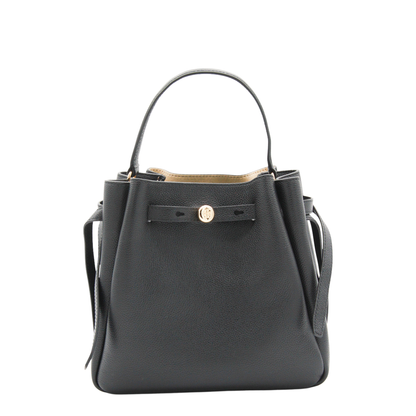 Romy Pebbled Leather Bucket Bag - Black