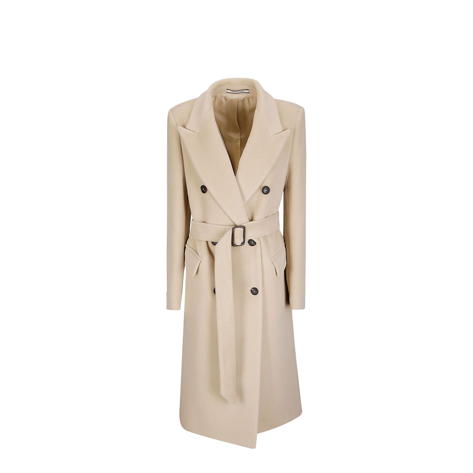 Wool Double-breasted Coat Beige