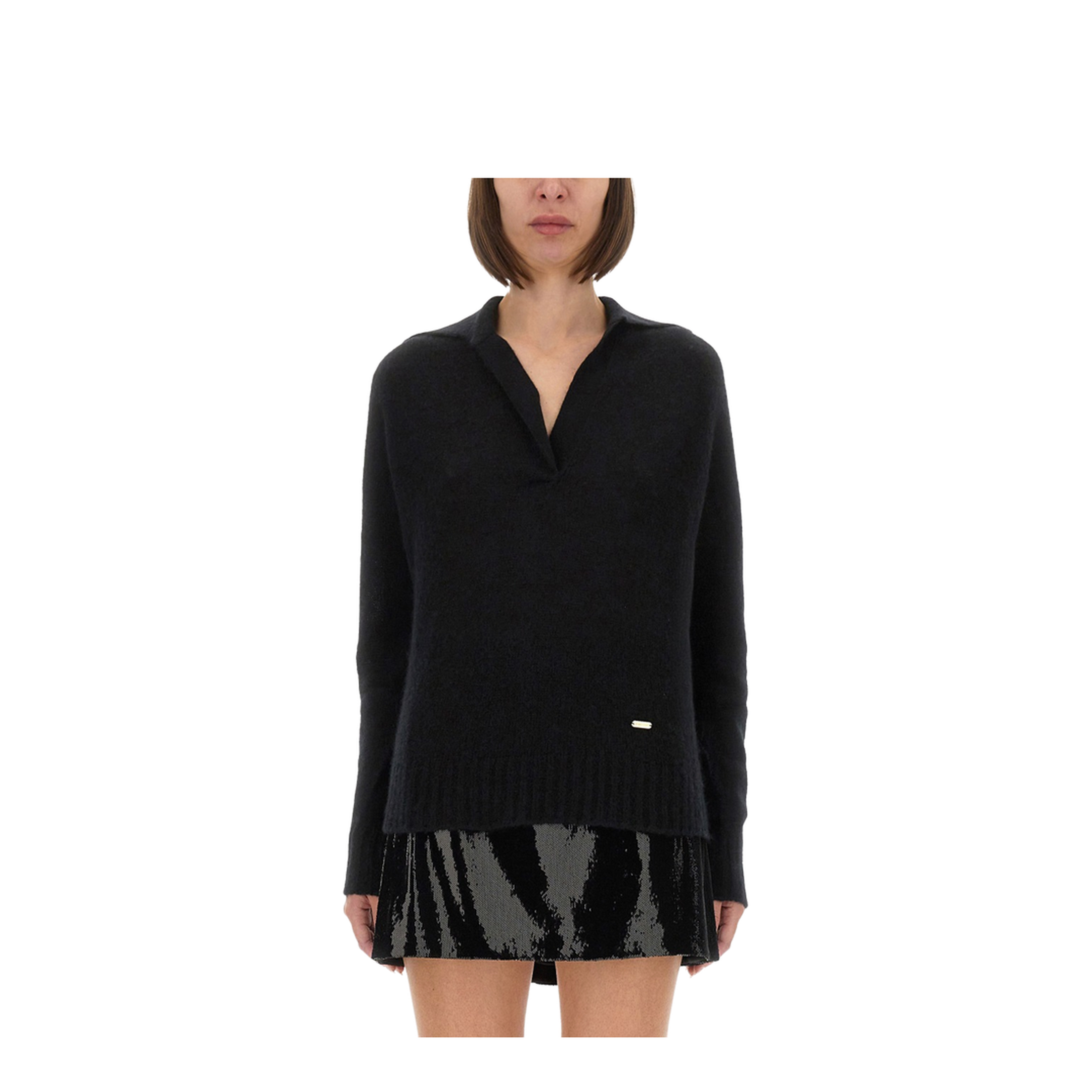 Cashmere and Silk Long Sleeve Polo Shirt