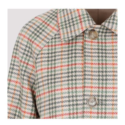 MAYFEYR - AKRIS - Camel Multicolor Wool Flannel Coat - 017256021615035