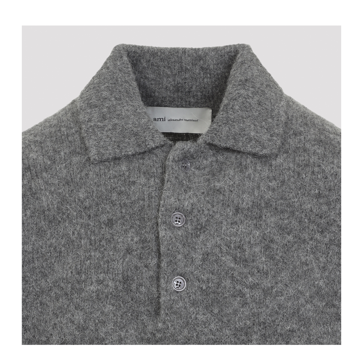 Dark Grey Stretch Alpaca Blend Polo Shirt