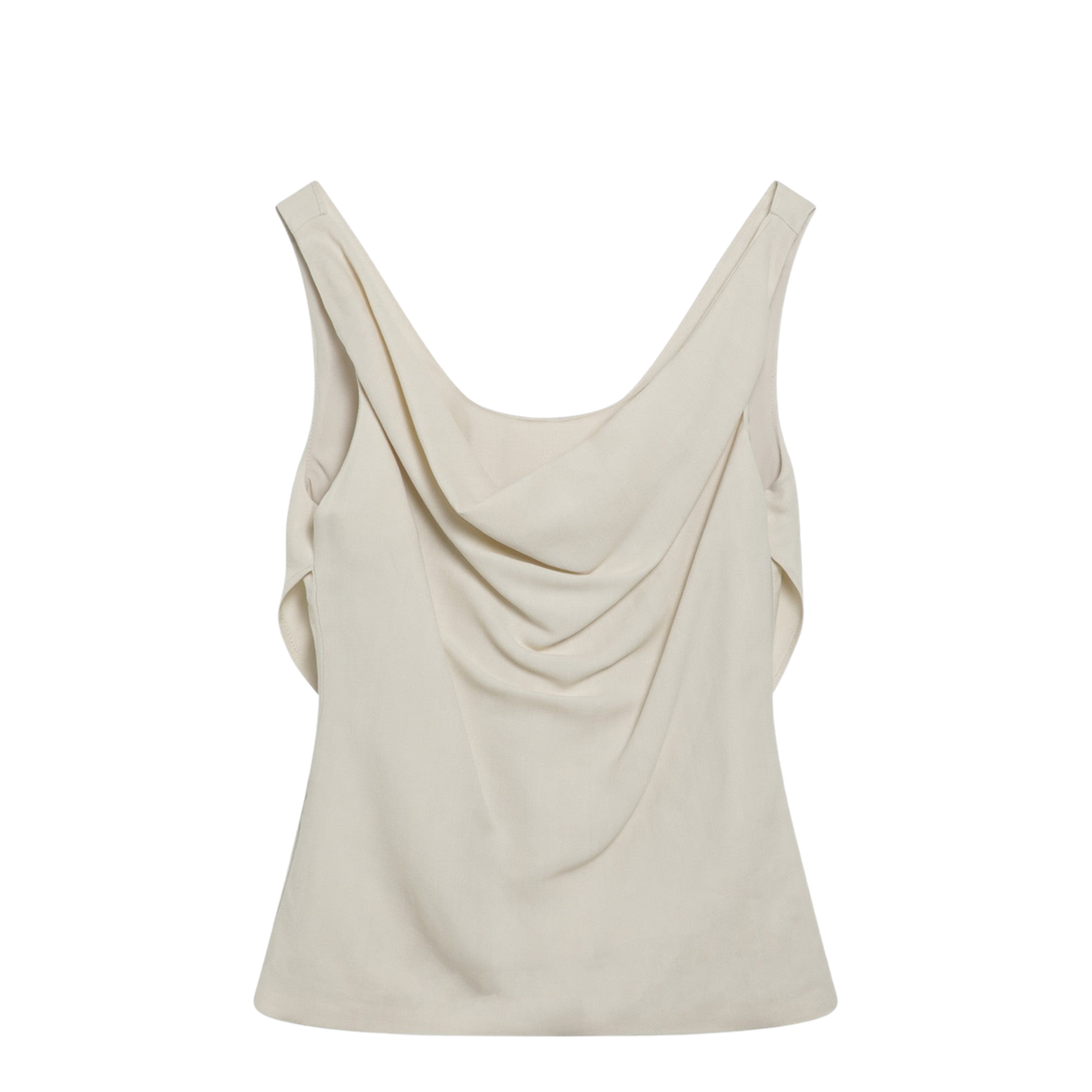 Cream-colored Top in Fluid Viscose and Linen Twill