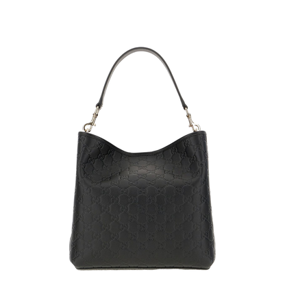 GG Emblem Small Leather Bucket Bags - Black