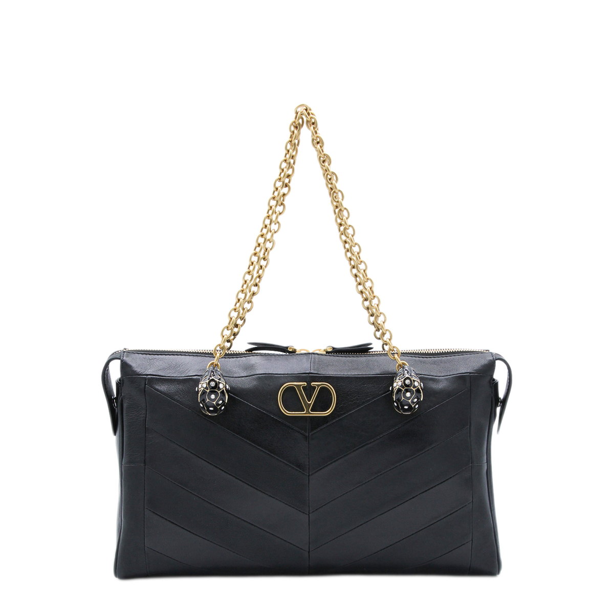 Panthea Nappa Leather Shoulder Bag - Black