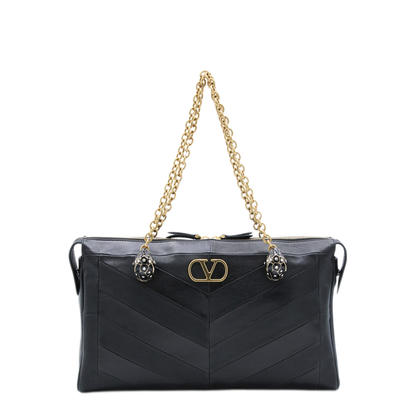 Panthea Nappa Leather Shoulder Bag - Black