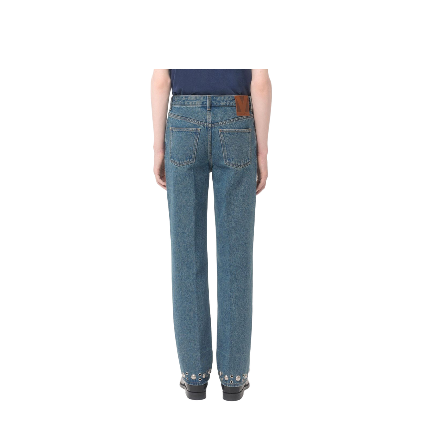 Denim Pants With Cabochons in Blue