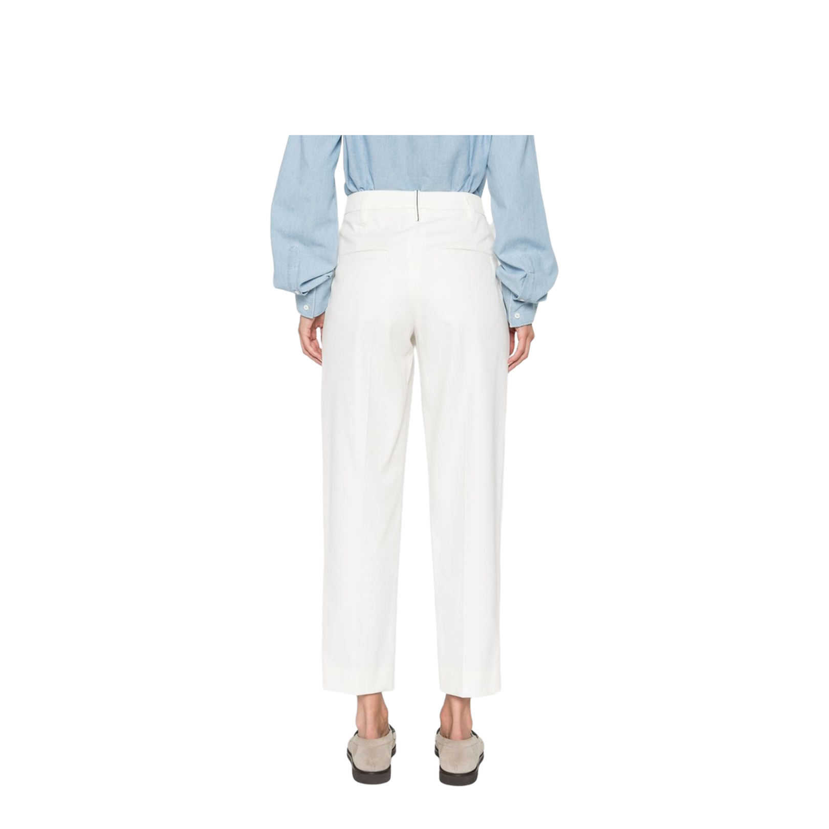 Stretch Cotton Cover Slouchy Trousers with Monili